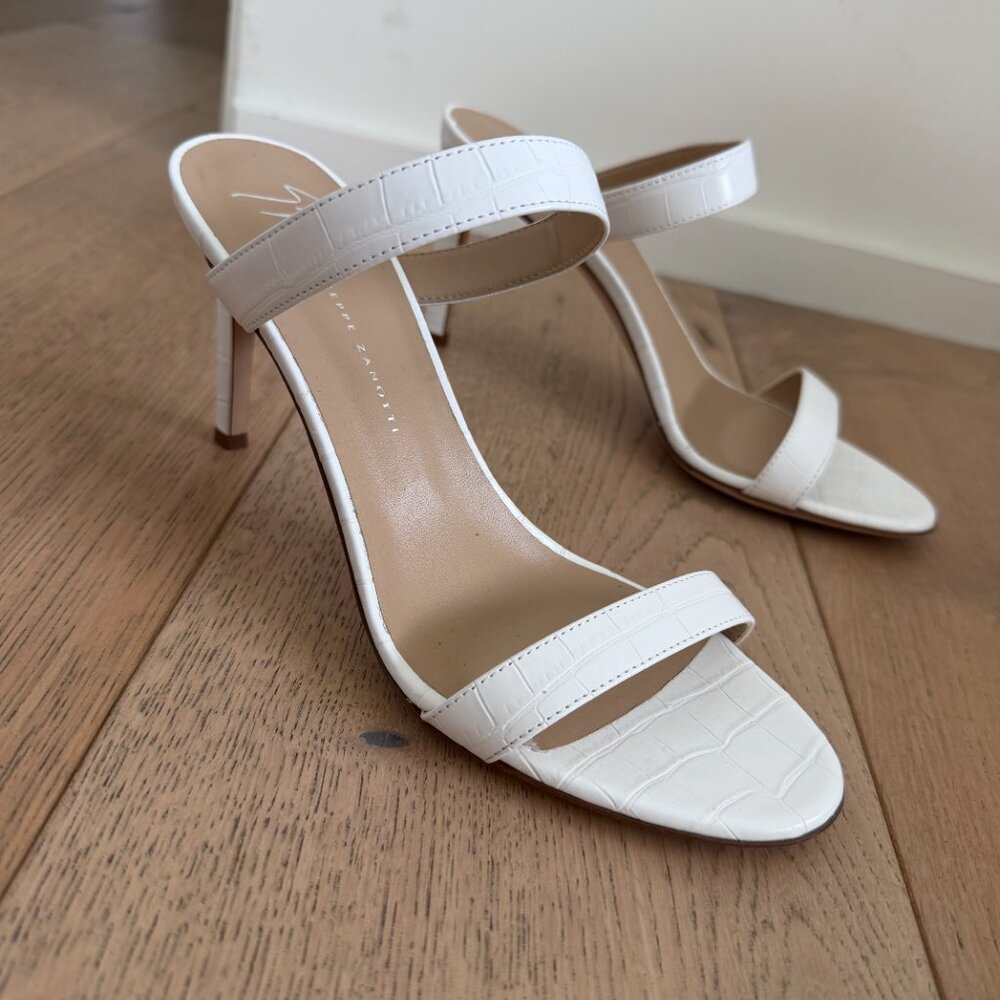 Giuseppe Zanotti Calista White Leather Mule Heels 120mm EU 37 Minimal - Picture 2 of 7